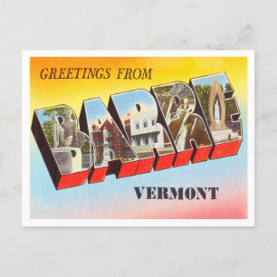 Greetings from Barre, Vermont Vintage Travel Postcard