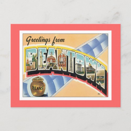 Greetings From Beantown Boston Postcard