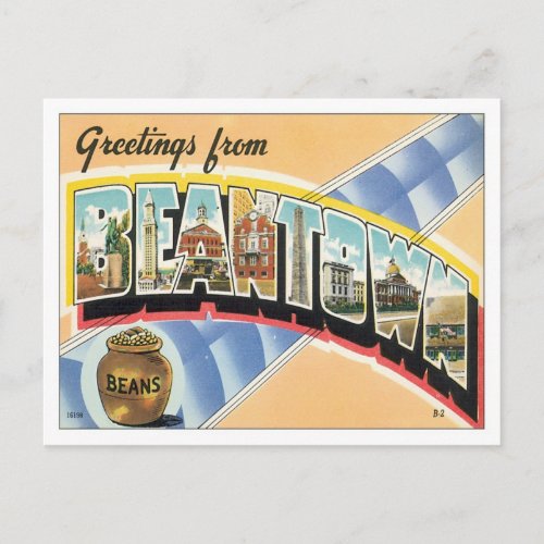 Greetings From Beantown Boston Postcard