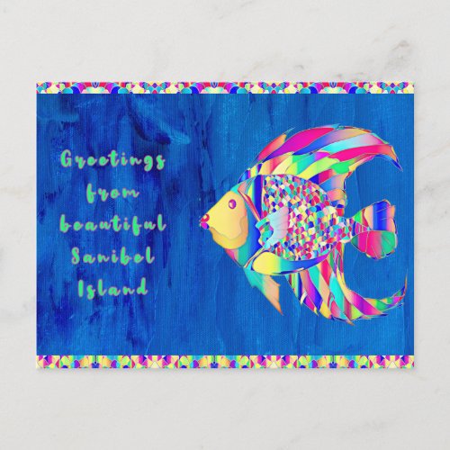 Greetings from Beautiful Sanibel Island Fancy Fish Postcard