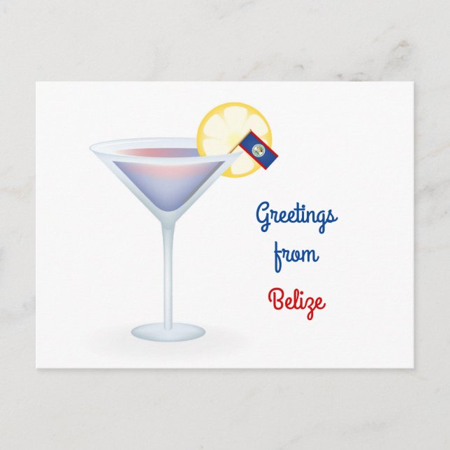 Greetings From Belize Cocktail Holiday Card (Front)
