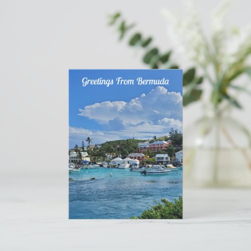Greetings From Bermuda Turquoise Water Beach Postcard