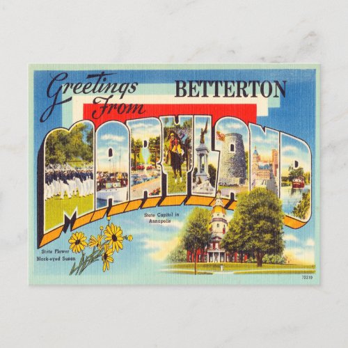 Greetings from Betterton Maryland Vintage Travel Postcard