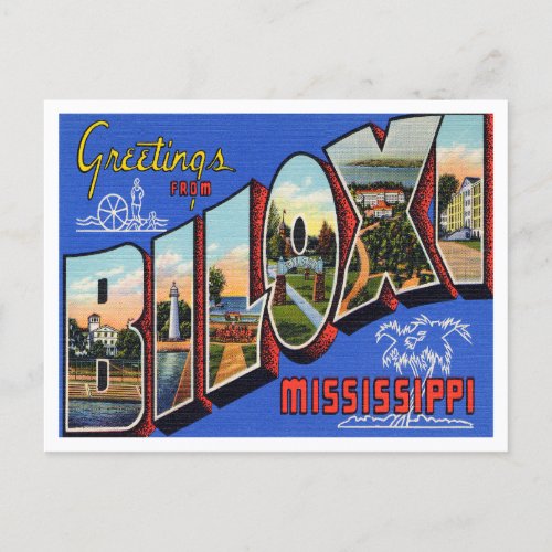 Greetings from Biloxi Mississippi Vintage Travel Postcard