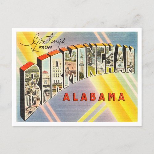 Greetings from Birmingham Alabama Vintage Travel Postcard