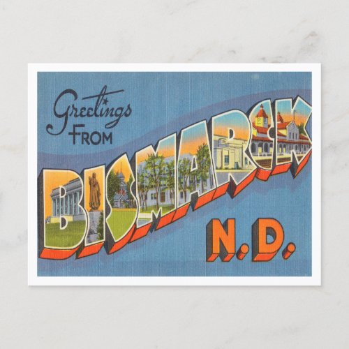 Greetings from Bismarck North Dakota Travel Postcard
