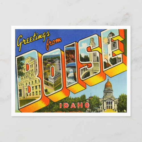 Greetings from Boise Idaho Vintage Travel Postcard