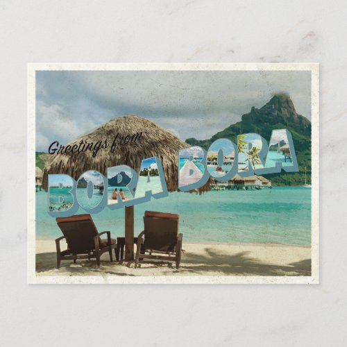 Greetings from Bora Bora vintage card