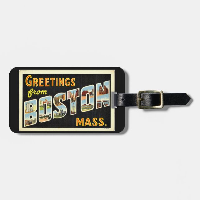Greetings from Boston, Mass. Luggage Tag (Front Horizontal)