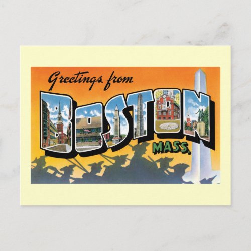 Greetings From Boston Mass Postcard