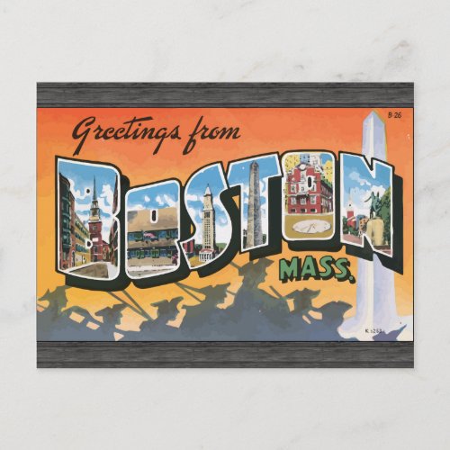 Greetings From Boston Mass Vintage Postcard