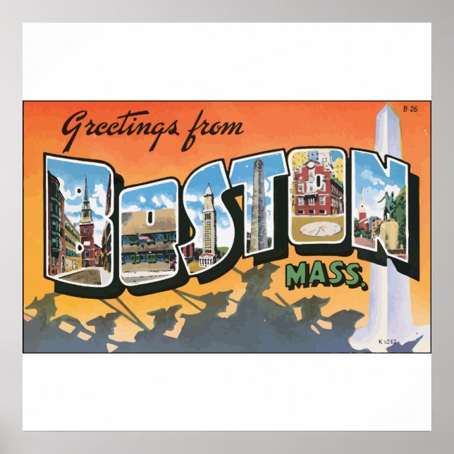 Greetings From Boston Mass., Vintage Poster (Front)