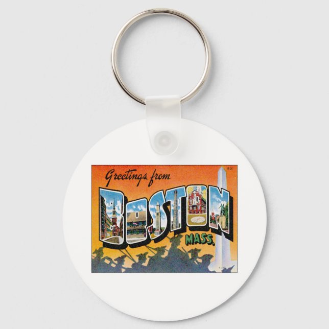 Greetings From Boston Massachusetts Keychain (Front)