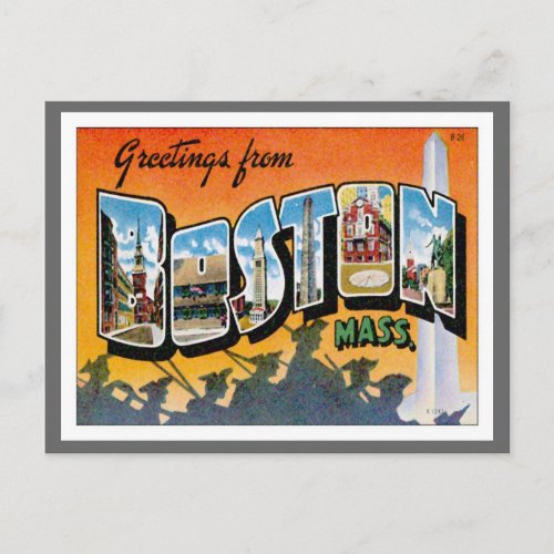 Greetings From Boston Massachusetts Postcard
