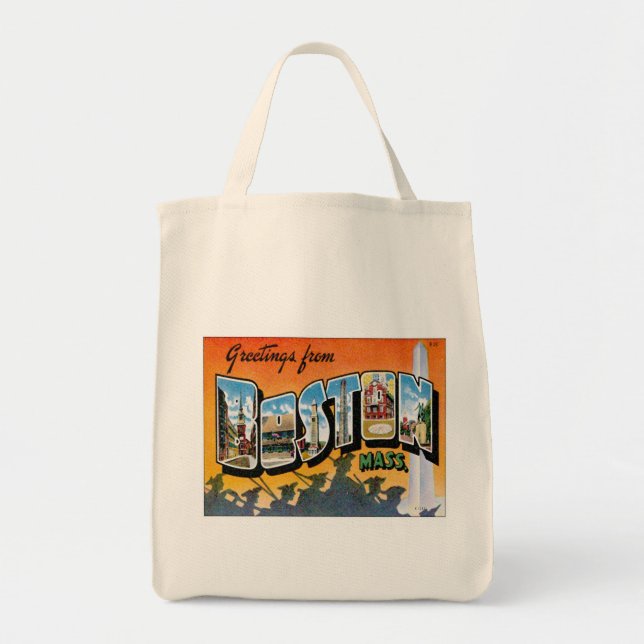 Greetings From Boston Massachusetts Tote Bag (Front)