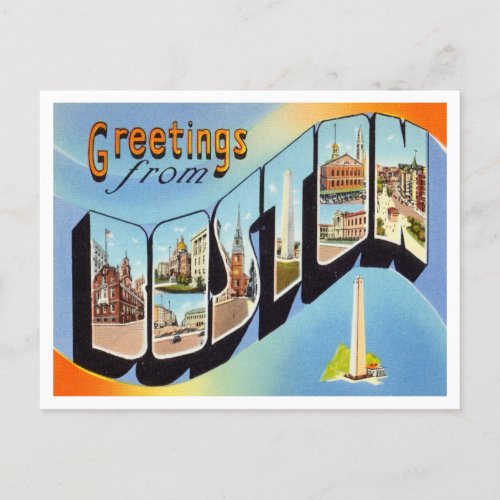 Greetings from Boston Massachusetts Travel Postcard
