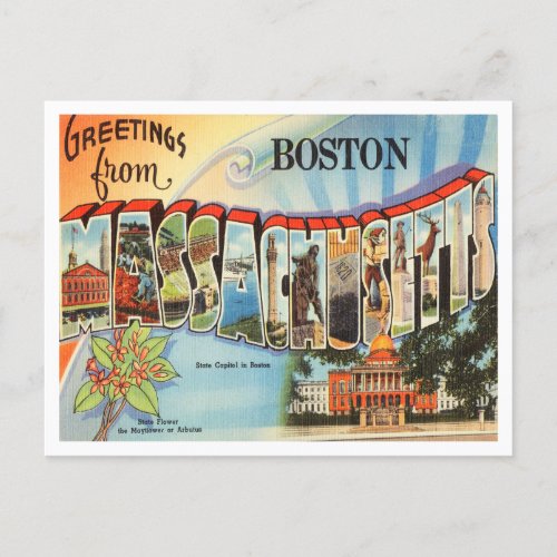 Greetings from Boston Massachusetts Travel Postcard