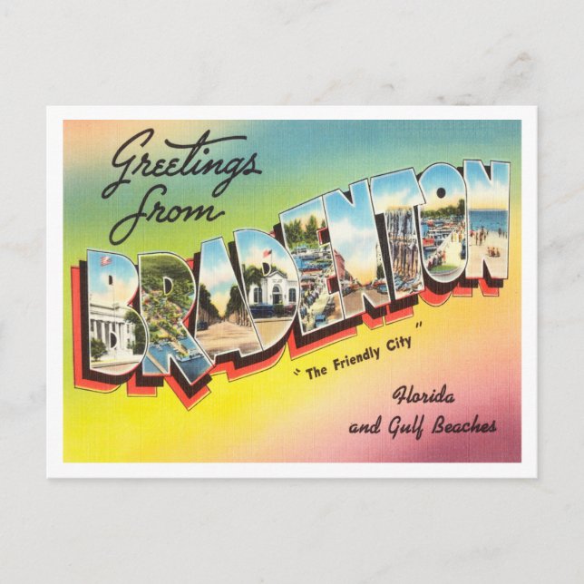 Greetings from Bradenton, Florida and Gulf Travel Postcard (Front)