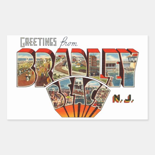 Greetings from Bradley Beach New Jersey Rectangular Sticker