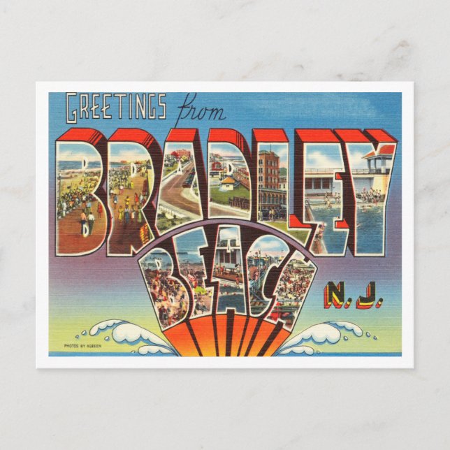 Greetings from Bradley Beach, New Jersey Travel Postcard (Front)
