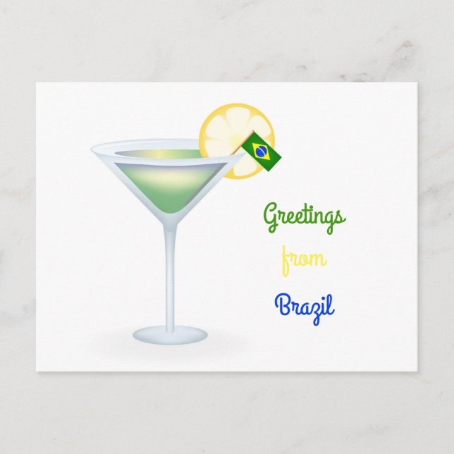 Greetings From Brazil Cocktail Holiday Card (Front)