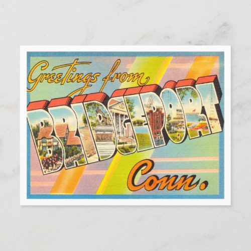 Greetings from Bridgeport Connecticut Travel Postcard