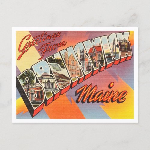 Greetings from Brunswick Maine Vintage Travel Postcard