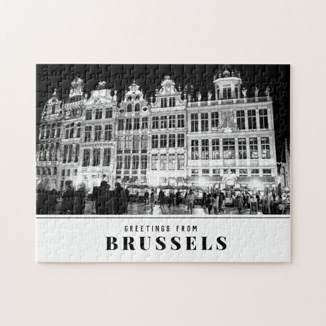 Greetings from Brussels Black & White Photo Jigsaw Puzzle (Horizontal)