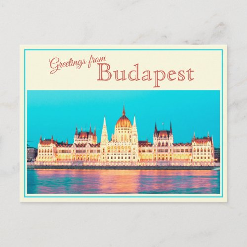 Greetings From Budapest Vintage Postcard