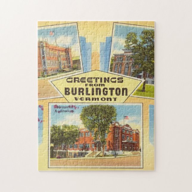 Greetings From Burlington Vermont Jigsaw Puzzle (Vertical)
