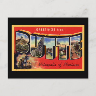 Greetings from Butte Metropolis of Montana Postcard