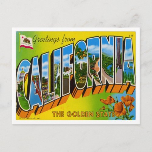 Greetings From California Postcard