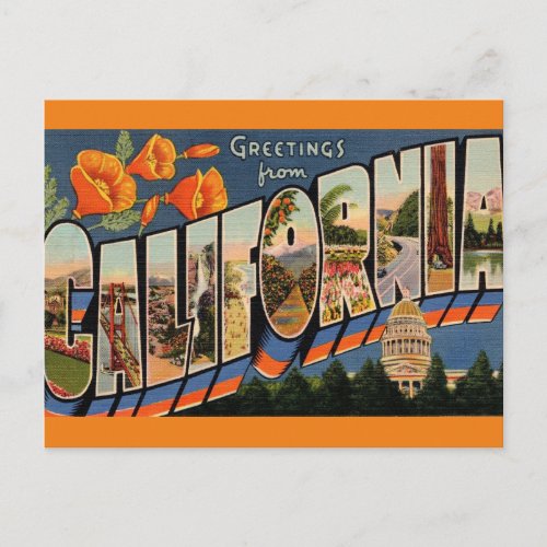 Greetings from California Travel Postcard