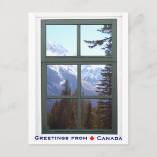 Greetings from Canada Rocky Mountains Window View Postcard