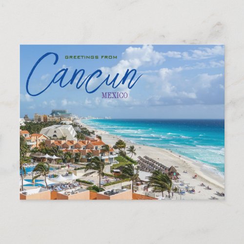Greetings from Cancun Mexico Scenic Postcard
