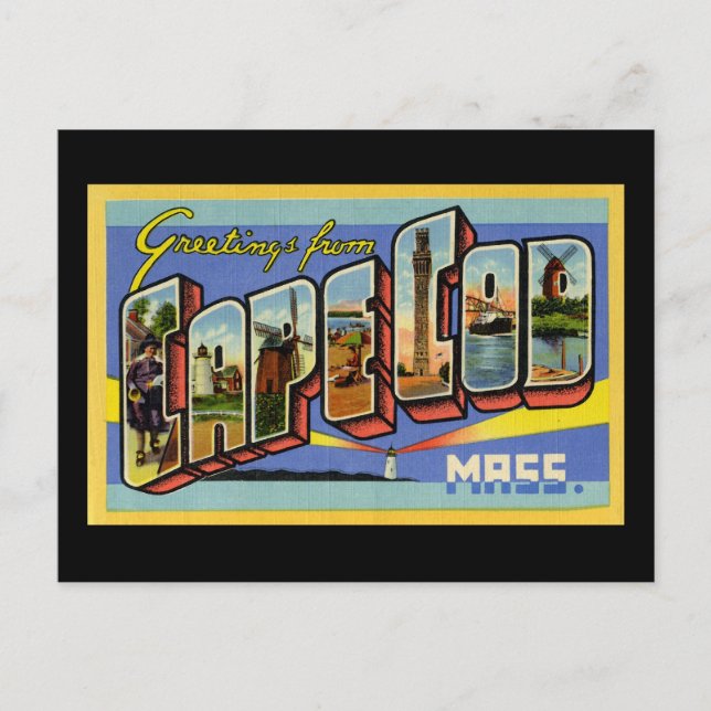 Greetings from Cape Cod Massachusetts Postcard (Front)
