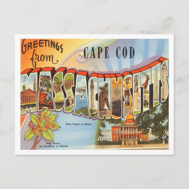 Greetings from Cape Cod, Massachusetts Travel Postcard (Front)