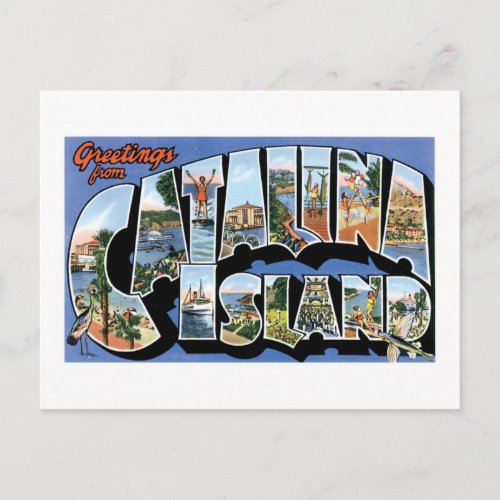 Greetings from Catalina Island California Retro Postcard