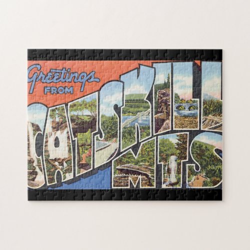 Greetings from Catskill Mts_Vintage Travel Poster Jigsaw Puzzle
