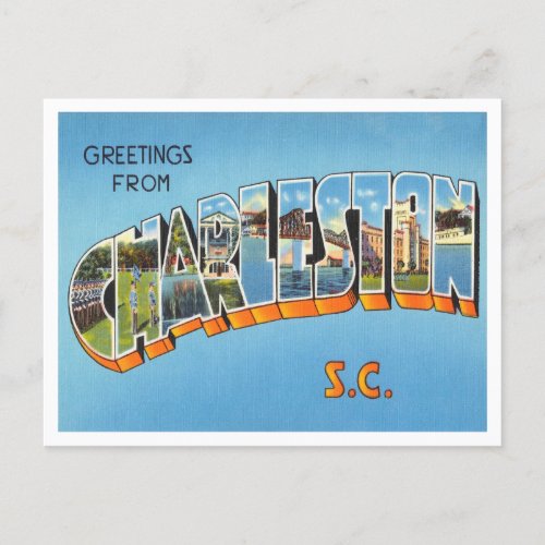 Greetings from Charleston South Carolina Travel Postcard