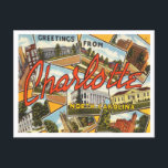 Greetings from Charlotte, North Carolina Travel Postcard<br><div class="desc">Greetings from Charlotte,  North Carolina Vintage Travel Postcard</div>