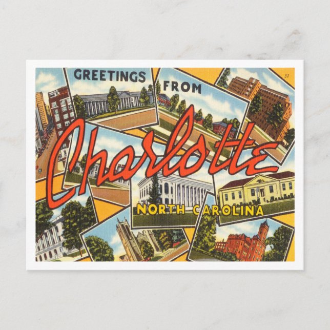 Greetings from Charlotte, North Carolina Travel Postcard (Front)
