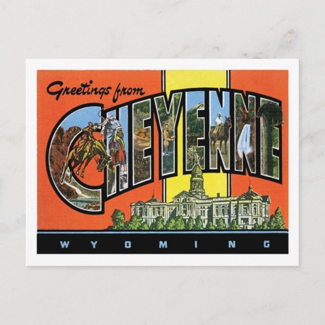 Greetings From Cheyenne Wyoming US City Postcard (Front)