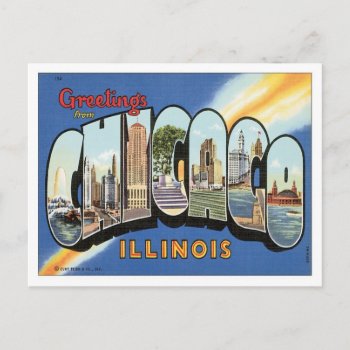 Greetings From Chicago Illinois Postcard by Trendshop at Zazzle