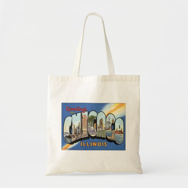 Greetings From Chicago Illinois Tote Bag (Front)
