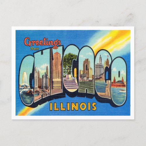 Greetings from Chicago Illinois Vintage Travel Postcard