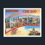 Greetings from Chicago, Illinois Vintage Travel Postcard<br><div class="desc">Greetings from Chicago,  Illinois Vintage Travel Postcard</div>