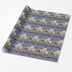 Greetings from Chicago Large Letter vintage theme Wrapping Paper