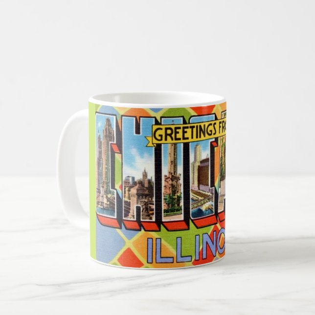  Greetings from Chicago Postcard Mug (Front Left)