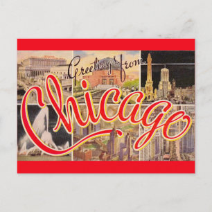 Greetings from Chicago Vintage Postcard